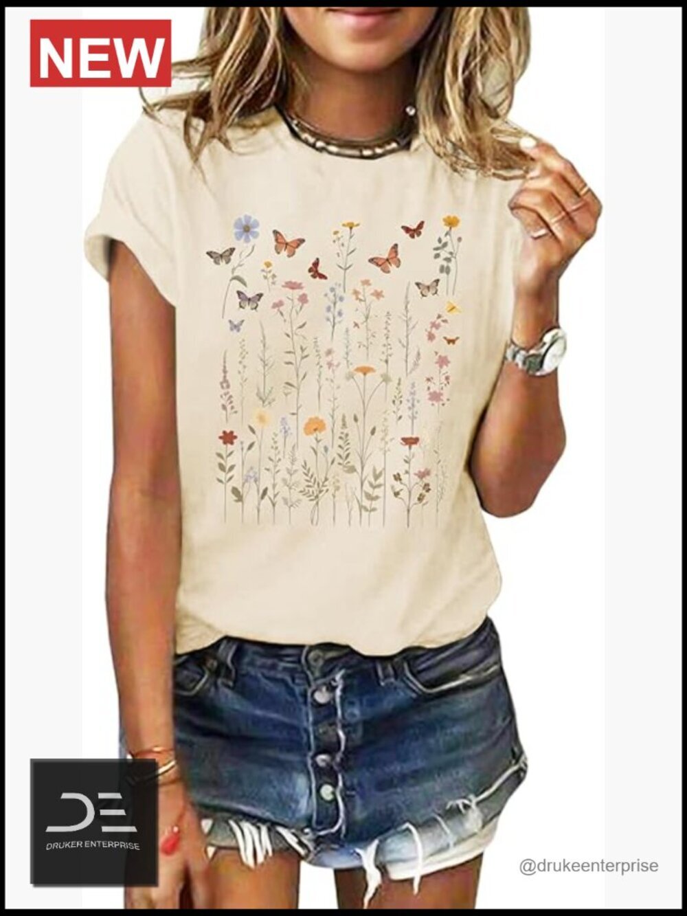 Graphic T-Shirt Loose Fit Short Sleeve Cotton Blend Casual Tee